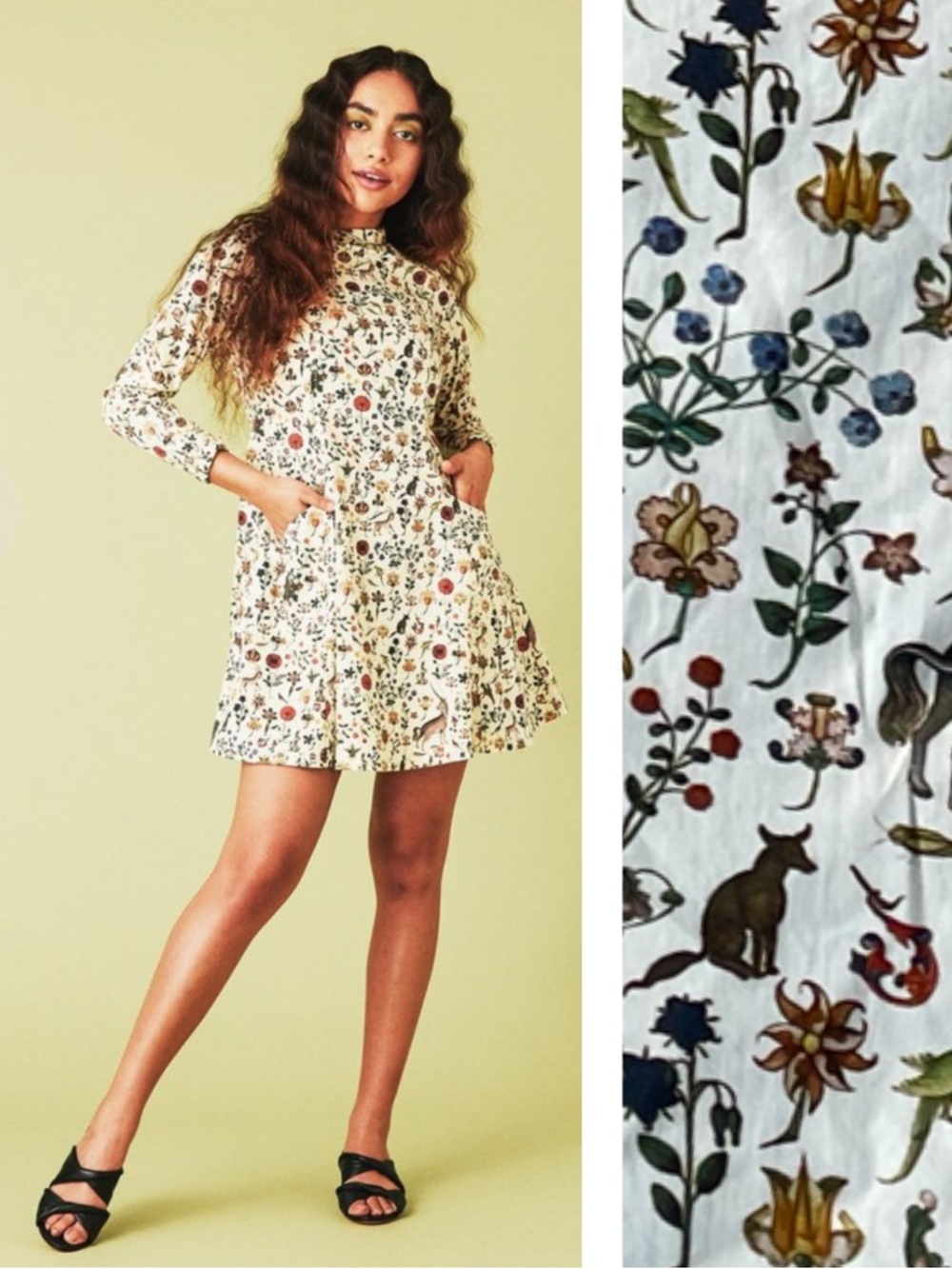 Samantha Pleet Passion Mini Dress In Cream Illuminated W/Pockets Whimsical SZ 6